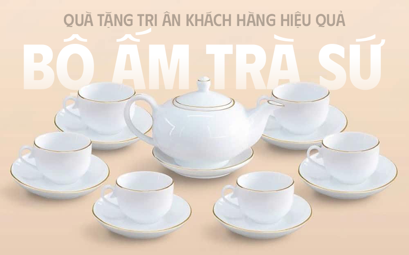 ấm chén trà in logo