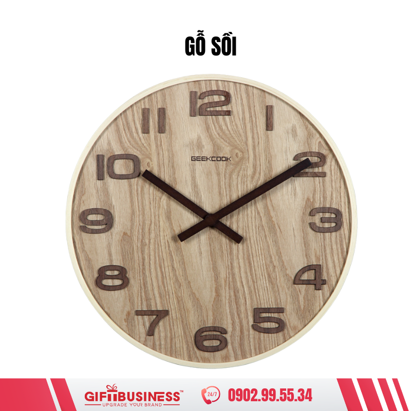 đồng hồ treo tường gỗ sồi