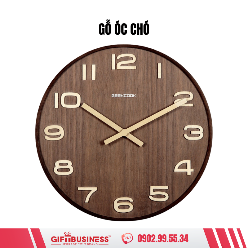 đồng hồ treo tường gỗ óc chó
