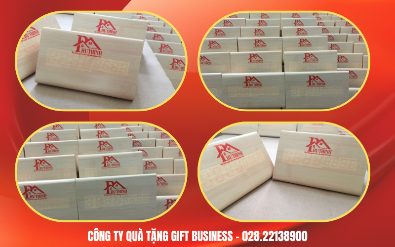 đồng hồ để bàn in logo