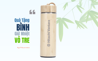 quà tặng bình giữ nhiệt vỏ tre