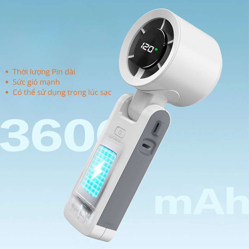 Quạt Mini Cầm Tay Sạc Điện – Pin Trâu, Siêu Gọn