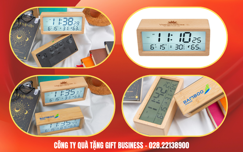 đồng hồ để bàn gỗ nguyên khối