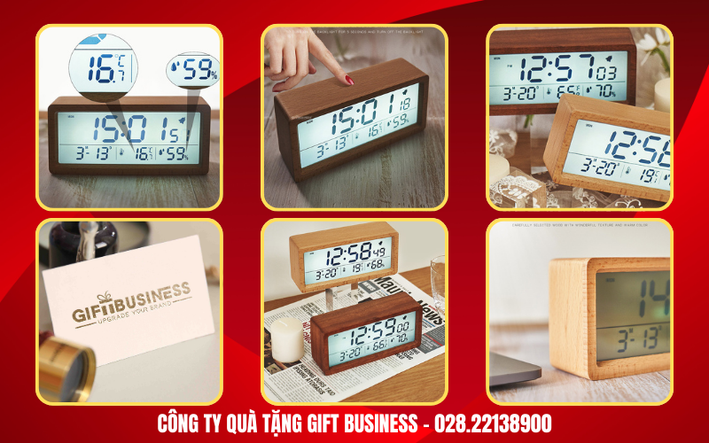 quà tặng đồng hồ để bàn gỗ