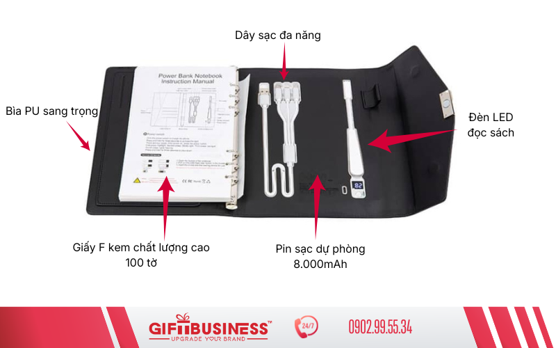 sổ tay có pin sạc dự phòng