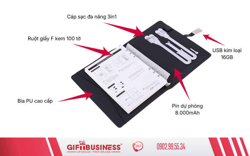 sổ tay có sạc dự phòng