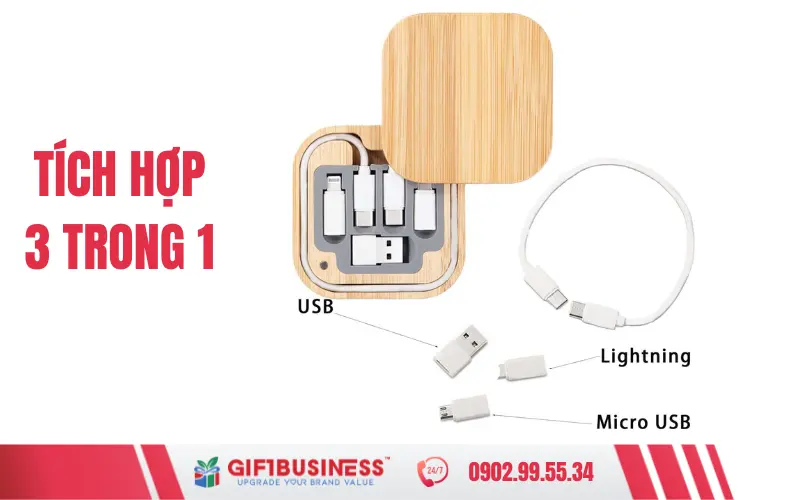 tích hợp 3 trong 1 cáp sạc đa năng