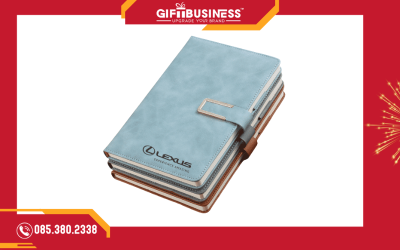 sổ tay bìa PU ép chìm logo