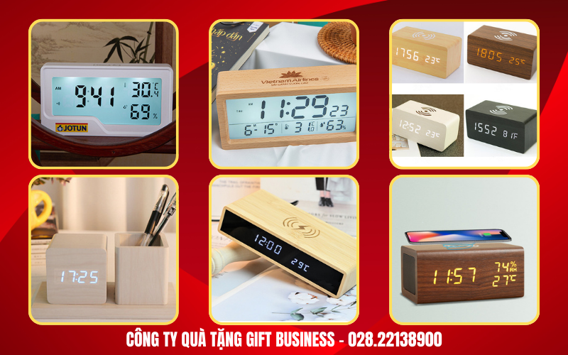 đồng hồ để bàn in logo