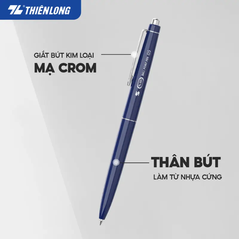 thân bút nhựa abs, giắt và nắp bút mạ crom
