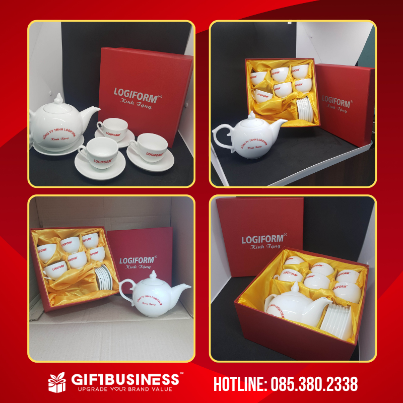 bộ ấm trà in logo