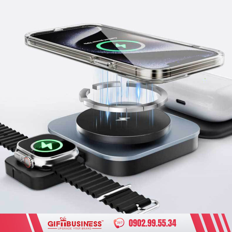 in logo quà tặng đế sạc magsafe h11