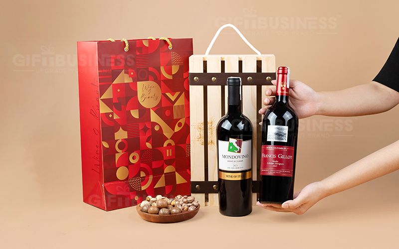 hộp vang 2 chai đẹp