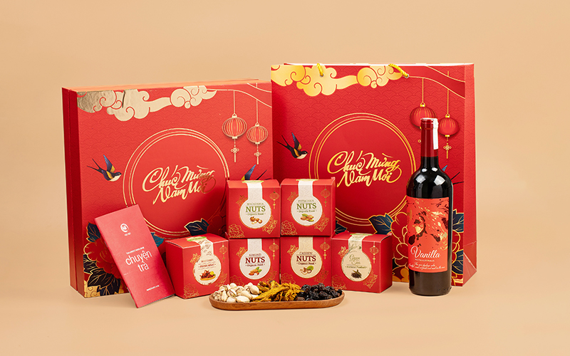 tặng quà tết cho khách hàng - hộp quà xuân rực rỡ