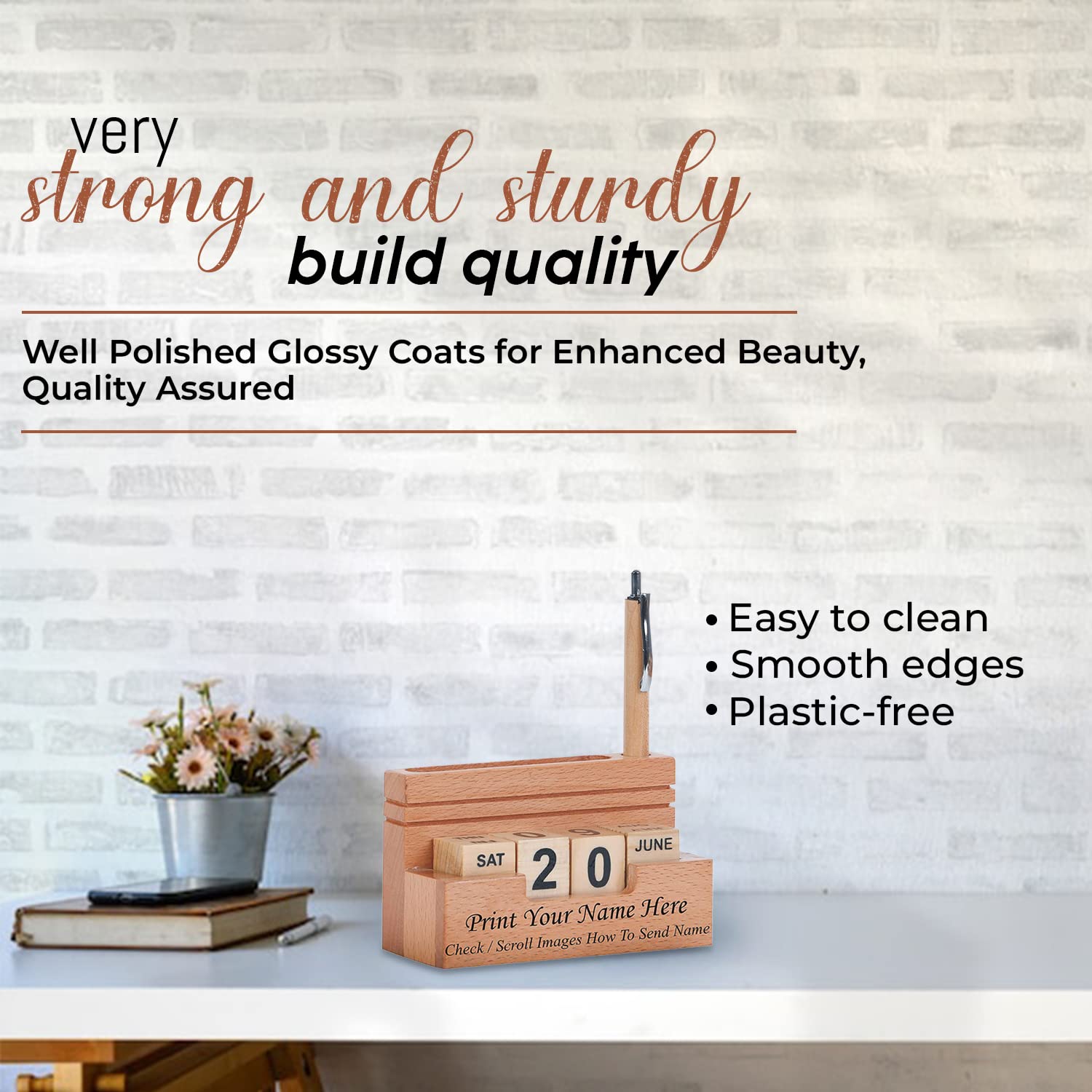 lịch để bàn đế gỗ