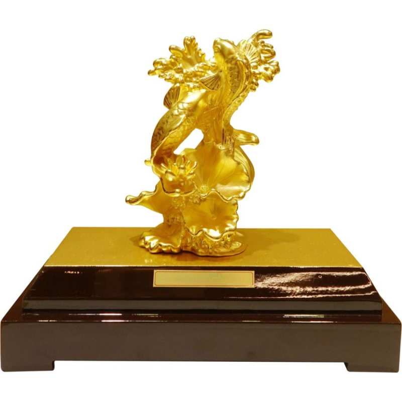 liên ngư cầu tài phủ vàng 24k