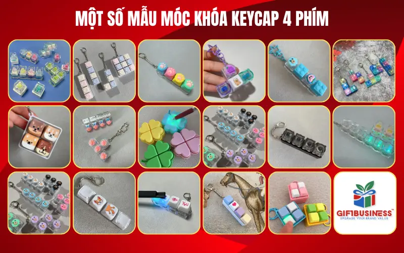 móc khóa keycap 4 phím quà tặng