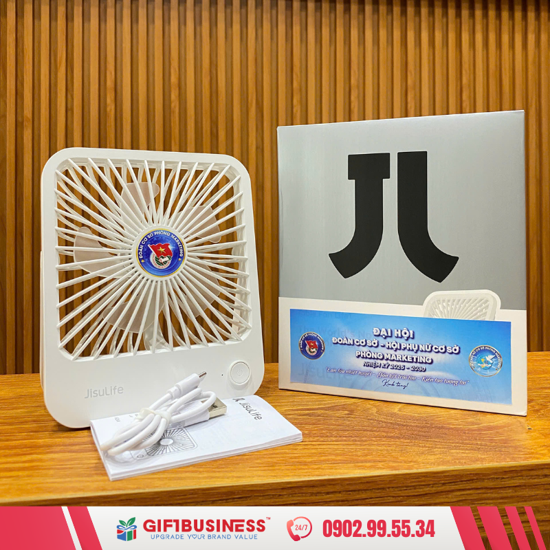 quạt mini để bàn in logo