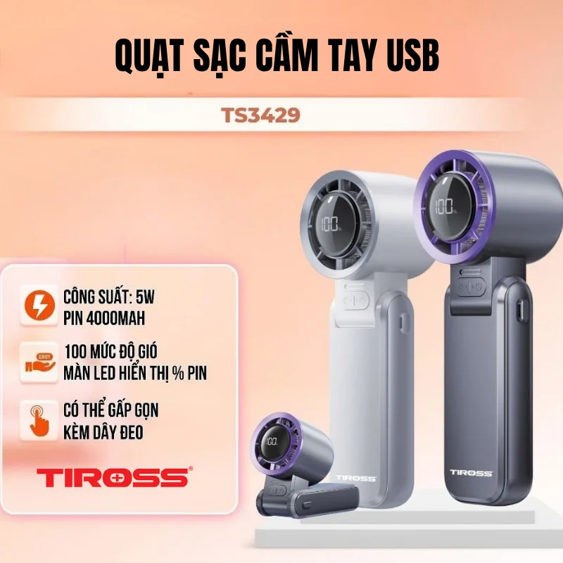 quạt sạc cầm tay usb ts3429 in logo doanh nghiệp