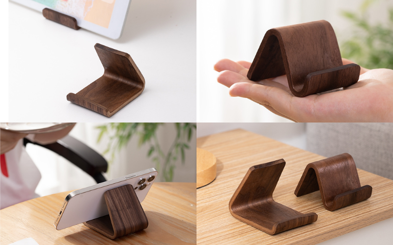 ứng dụng giá đỡ điện thoại gỗ