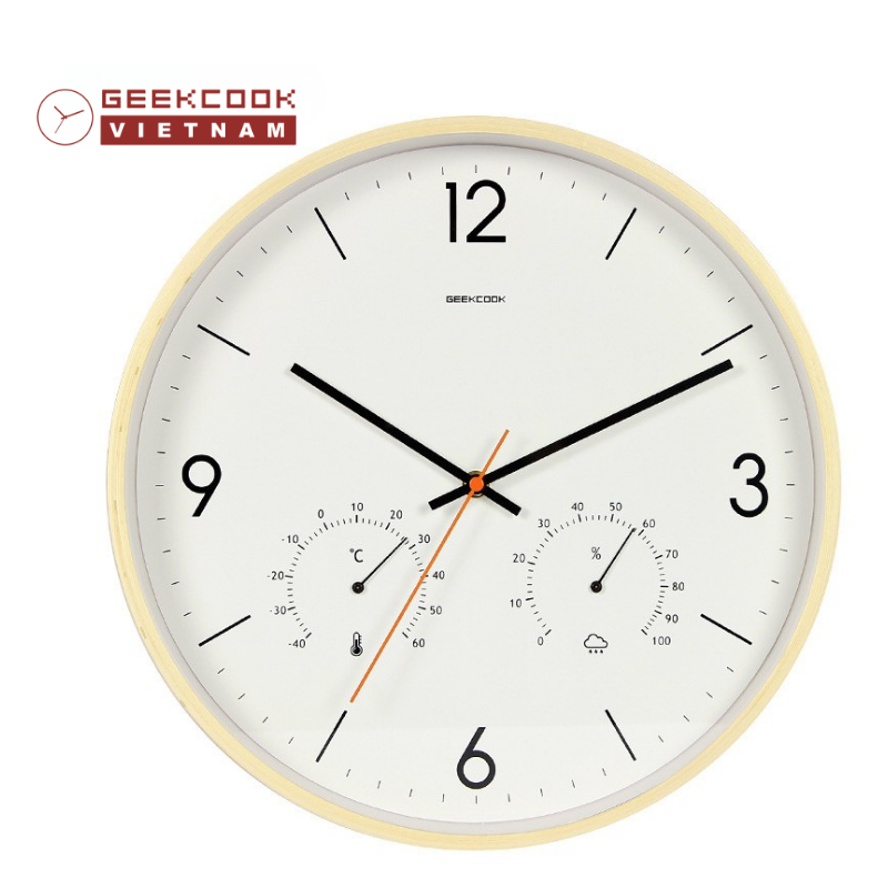 đồng hồ treo tường khung viền gỗ tự nhiên - đồng hồ treo tường Geekcook