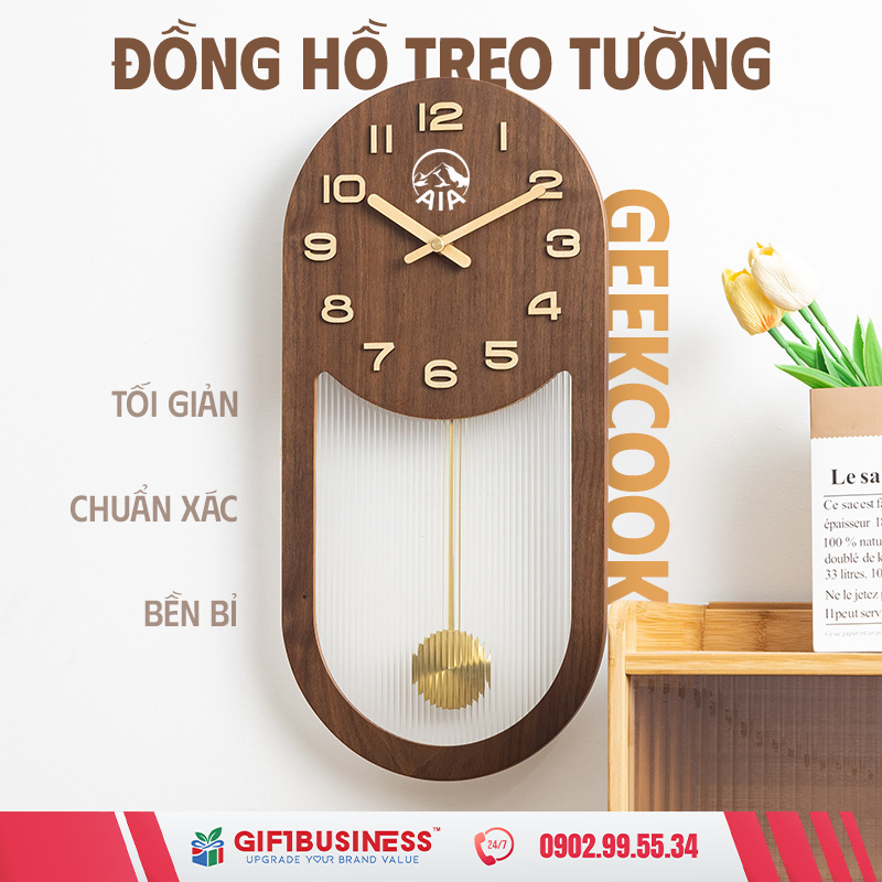 đồng hồ treo tường in logo công ty