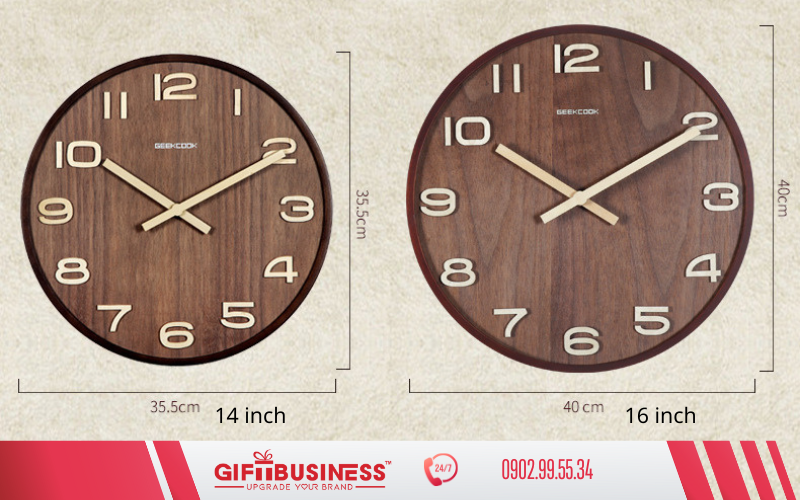 kích thước đồng hồ treo tường