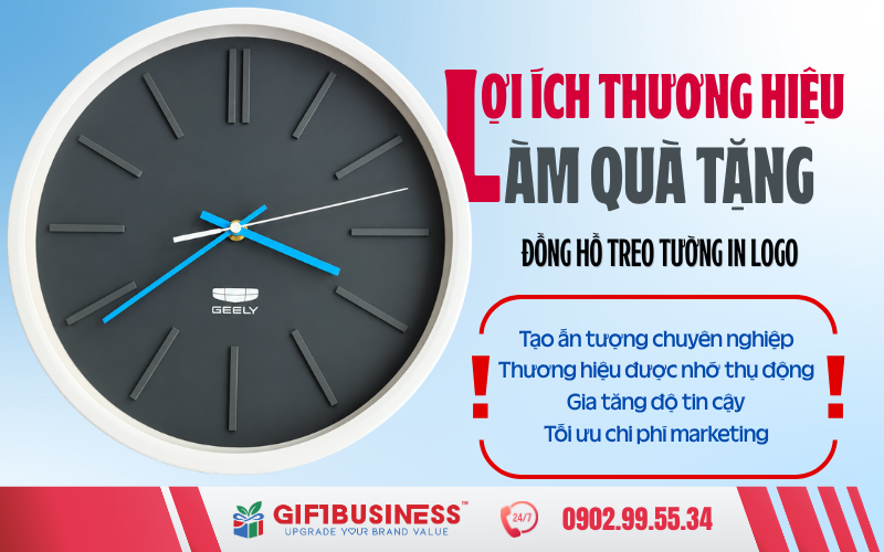 lợi ích in logo đồng hồ treo tường làm quà tặng