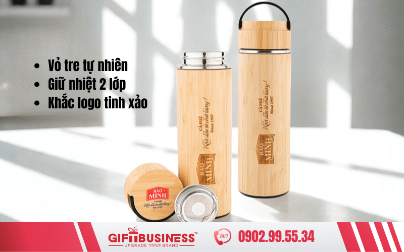 bình giữ nhiệt gỗ tre
