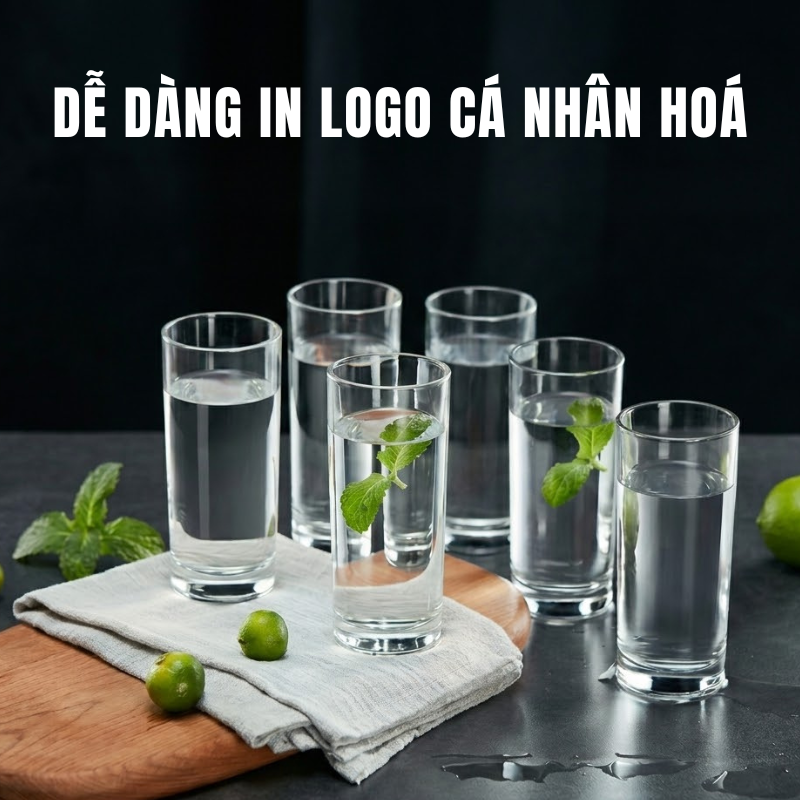 Bộ cốc thuỷ tinh 6 chiếc in logo