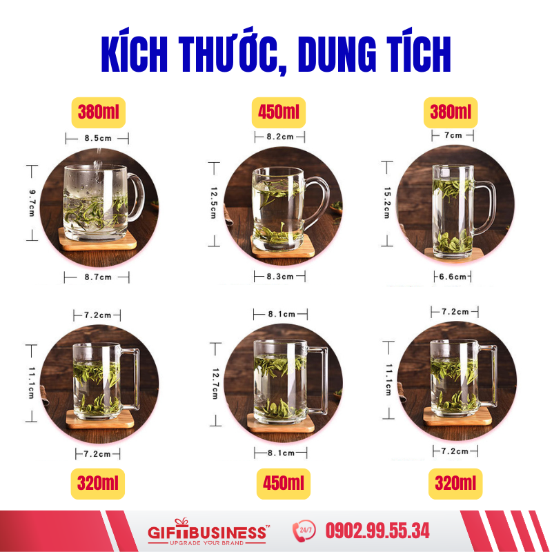 Kích thước ly thuỷ tinh gb06