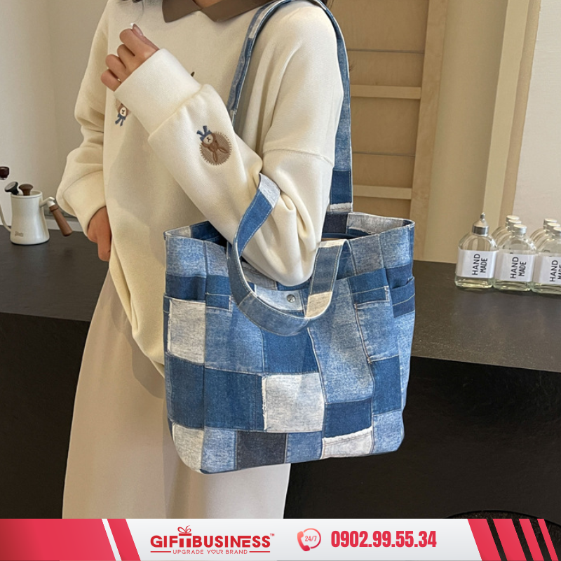 túi canvas phối denim