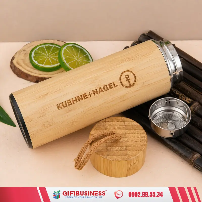 bình giữ nhiệt vỏ tre quà tặng thân thiện với môi trường