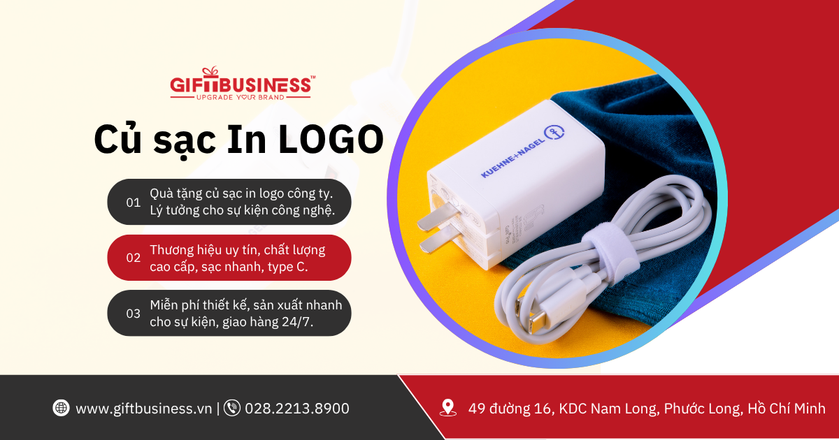 quà tặng củ sạc in logo