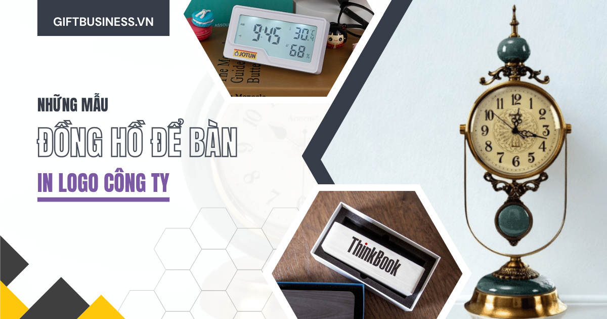 đồng hồ để bàn in logo