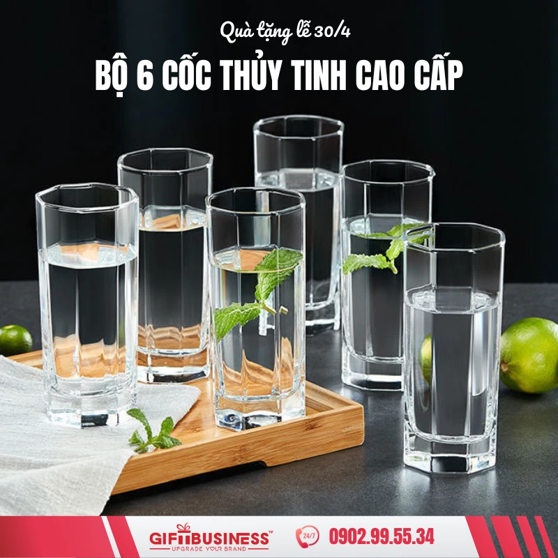 vộ 6 cốc thủy tinh cao cấp