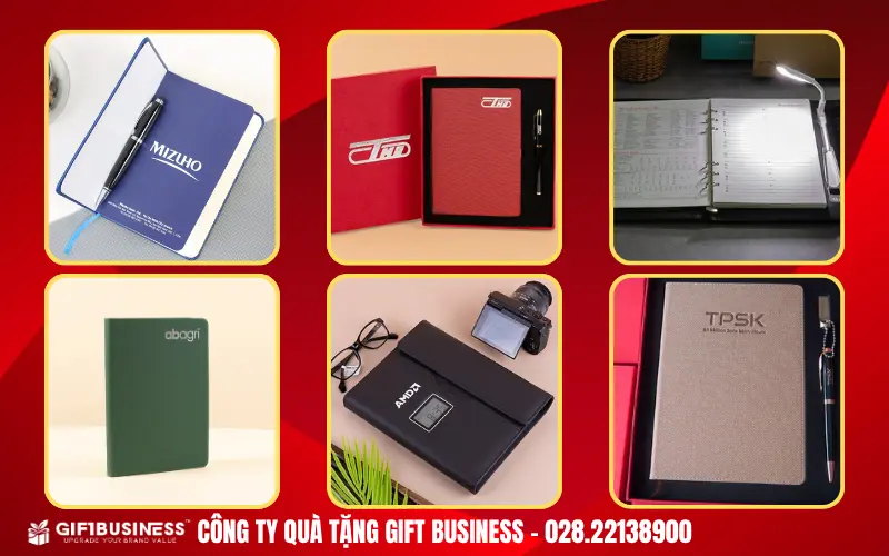 công ty quà tặng gift business in sổ tay bìa da theo yêu cầu