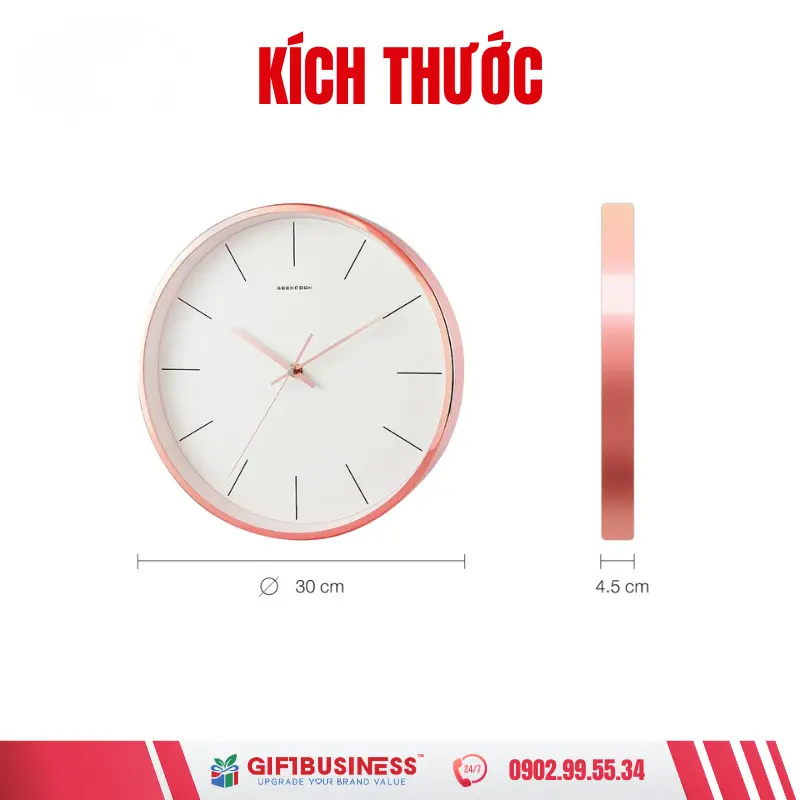 kích thước đồng hồ treo tương quartz kim trôi