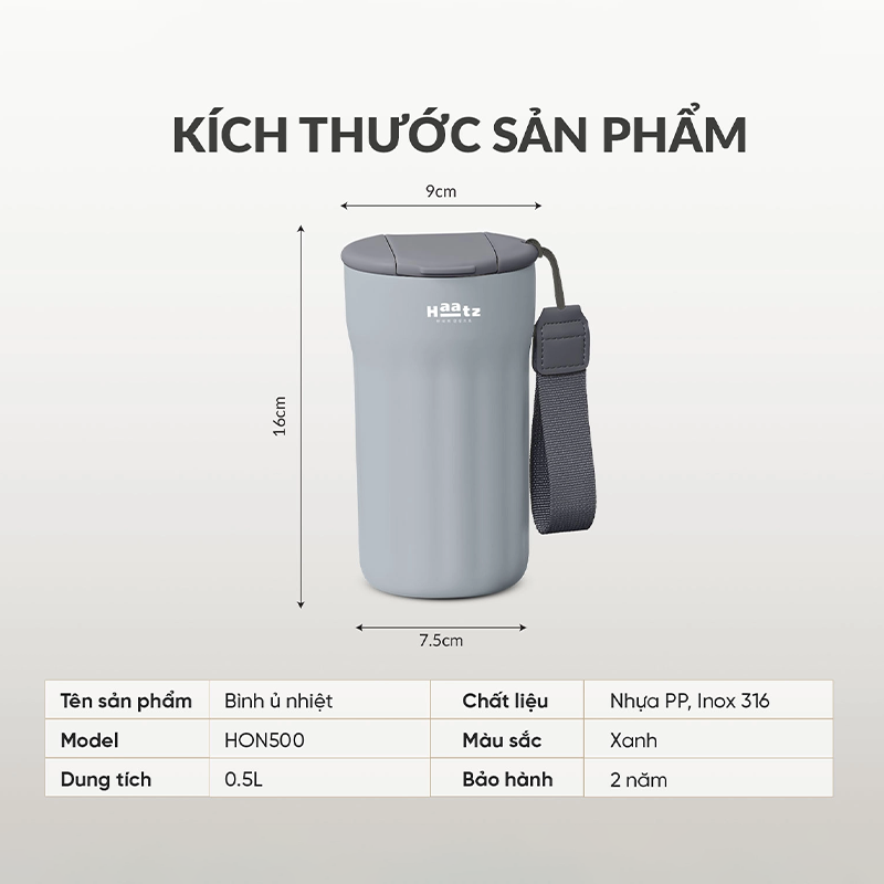 quà tặng bình ủ nhiệt có phin lọc kích thước