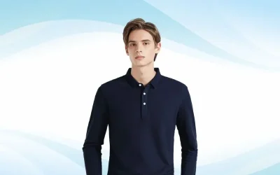 áo polo dài tay màu xanh dương