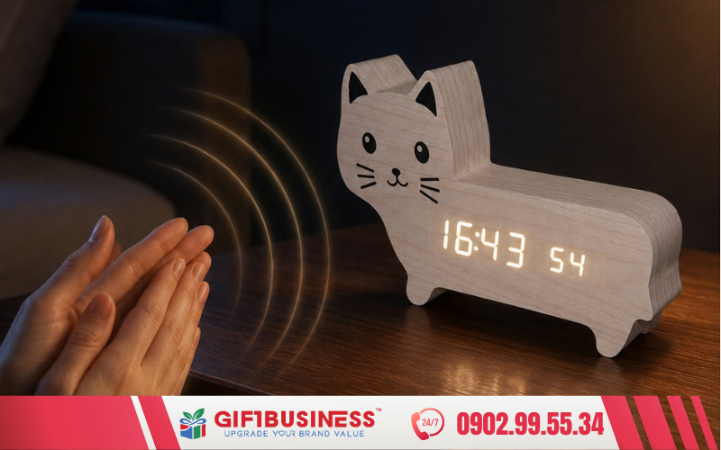 đồng hồ để bàn in logo