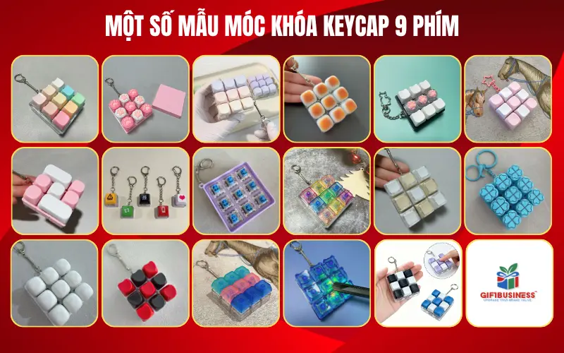 móc khóa keycap 9 phím in logo