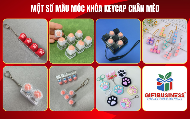 quà tặng móc khóa keycap chân mèo
