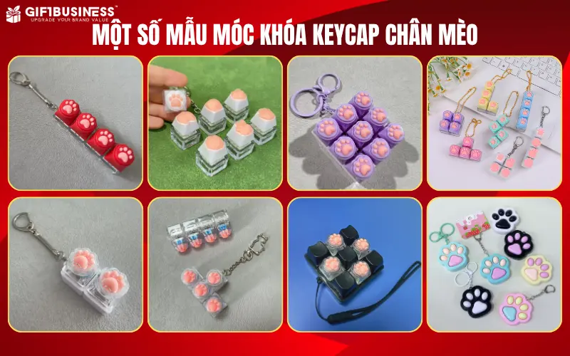 quà tặng móc khóa keycap chân mèo